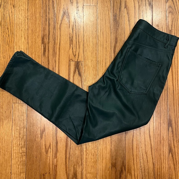 Express Faux Leather Green Pants slim high rise high waisted - Picture 3 of 9